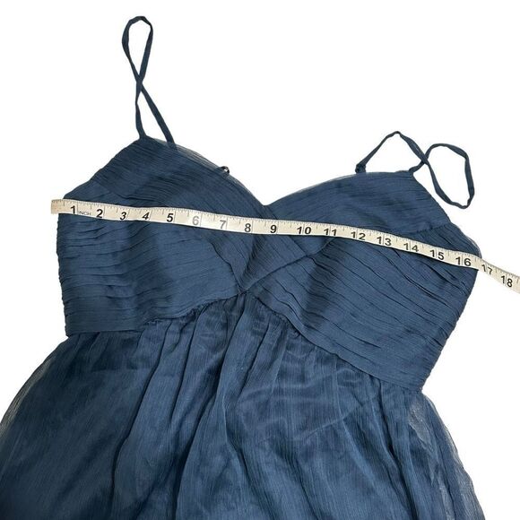 BHLDN Navy Blue Brigitte Sheered Waist Chiffon Maxi Prom Dress Size Medium - Picture 9 of 13